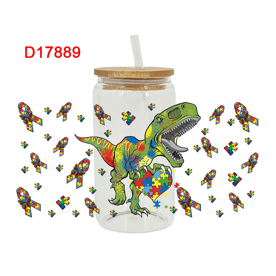 Autism Themed UV DTF Transfer Sticker For The 16oz Libbey Glasses Wraps Cup Can DIY Waterproof - Image 10