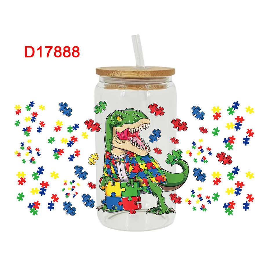 Autism Themed UV DTF Transfer Sticker For The 16oz Libbey Glasses Wraps Cup Can DIY Waterproof - Image 11
