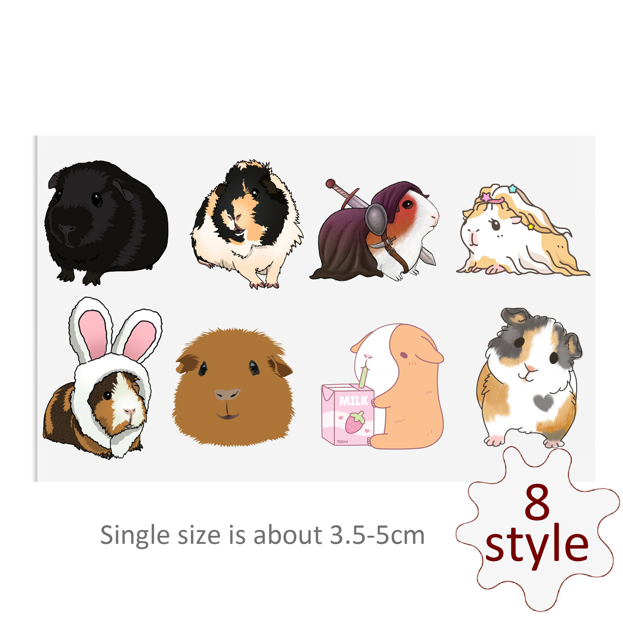 Custom Guinea Pig Decals UV DTF Stickers For Glass Cup Decoration Laptop Motorcycle Car Tumbler Waterproof Sticker - Image 14