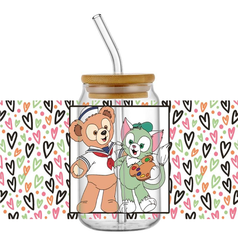 Duffy And Friends Cartoon UV DTF Cup Wraps Transfer Stickers Waterproof Transfer Decal DIY LOGO For 16OZ Cup - Image 6
