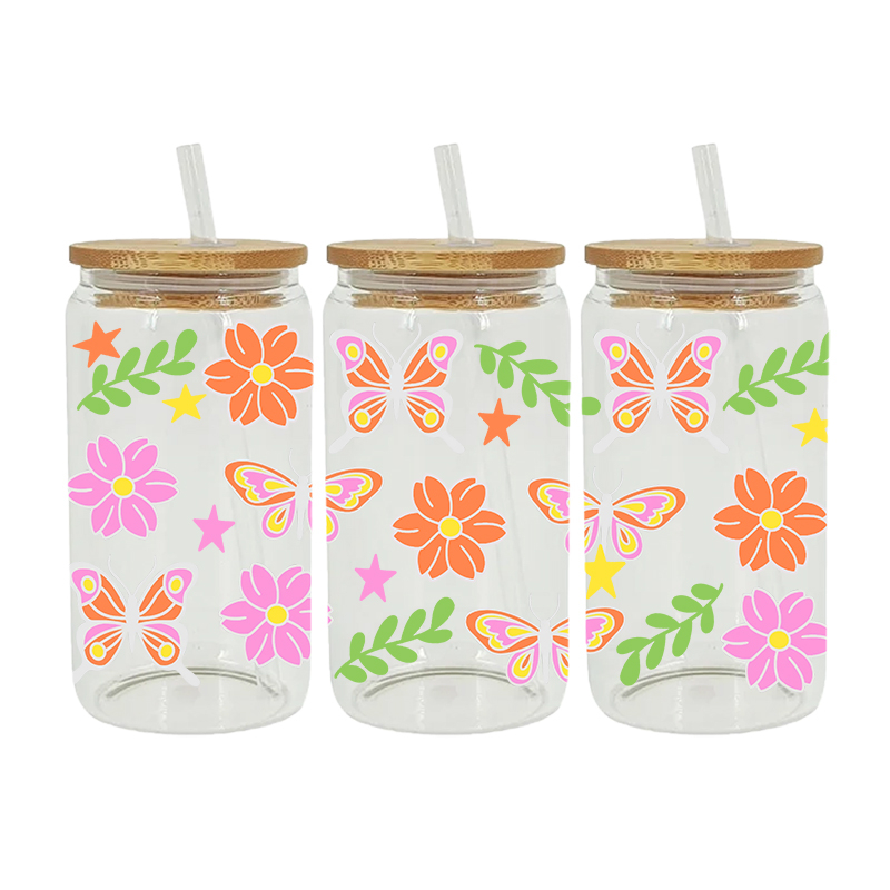 UV DTF Transfer Sticker Butterfly Theme For The 16oz Libbey Glasses Wraps Cup Can DIY Waterproof Easy To Use Custom Decals - Image 4