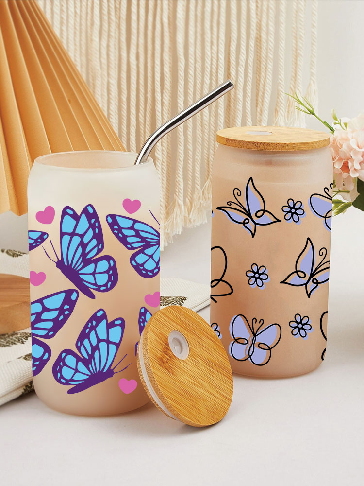 UV DTF Transfer Sticker Butterfly Theme For The 16oz Libbey Glasses Wraps Cup Can DIY Waterproof Easy To Use Custom Decals - Image 7