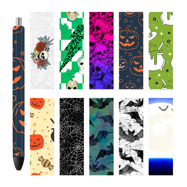 5PCS 4.75x1.5 Inches Halloween Pen Wrap Bundle, Pen Wraps , Pumpkin,Spooky,Epoxy Pen Wraps,Pen Wrap Bundle,Ink Joy Pen Wrap P224 - Image 2