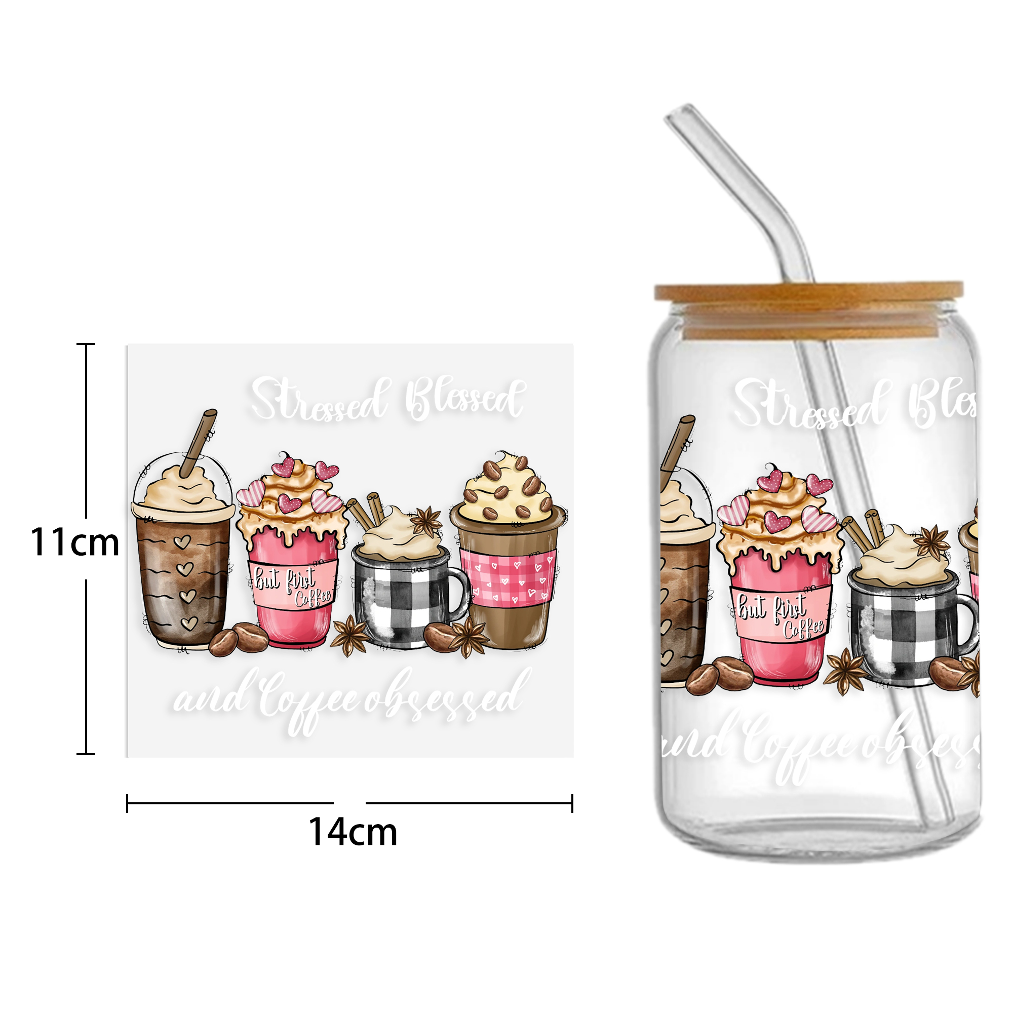 Drinks UV DTF Sticker For 16oz Cups Wrap Transfer Sticker Custom Labels DIY Logo Waterproof - Image 8