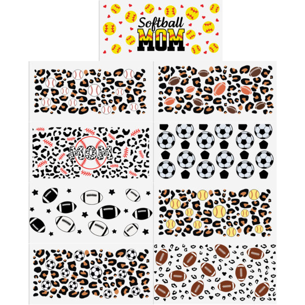 6-12pcs/Set Coffee Football Drinks UV DTF Sticker 16oz Cups Wrap Transfer Sticker Custom Labels DIY Logo Waterproof