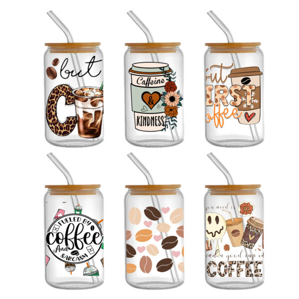 6-12pcs/Set Coffee Football Drinks UV DTF Sticker 16oz Cups Wrap Transfer Sticker Custom Labels DIY Logo Waterproof - Image 3