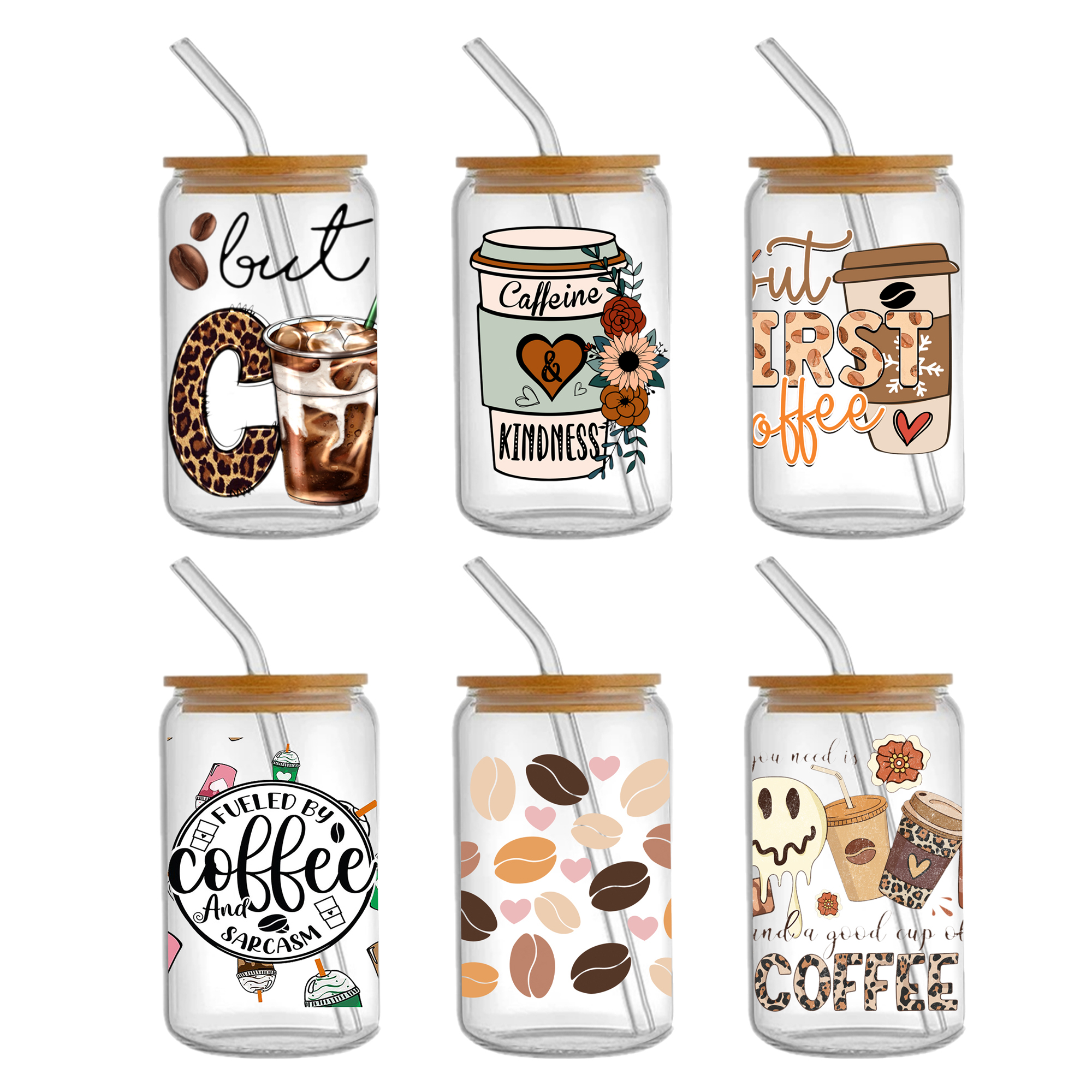 6-12pcs/Set Coffee Football Drinks UV DTF Sticker 16oz Cups Wrap Transfer Sticker Custom Labels DIY Logo Waterproof - Image 3