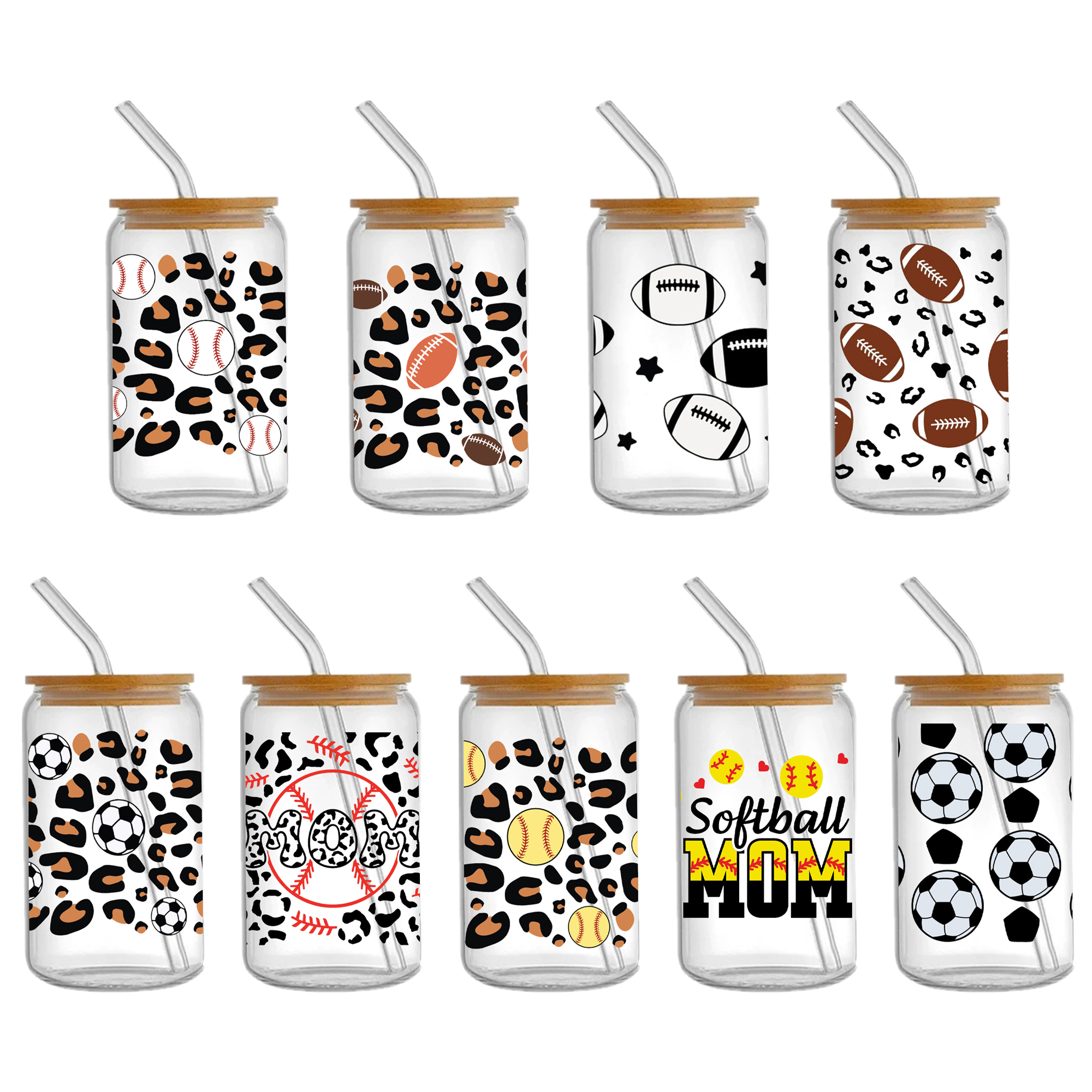 6-12pcs/Set Coffee Football Drinks UV DTF Sticker 16oz Cups Wrap Transfer Sticker Custom Labels DIY Logo Waterproof - Image 5