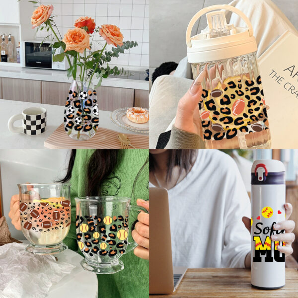 6-12pcs/Set Coffee Football Drinks UV DTF Sticker 16oz Cups Wrap Transfer Sticker Custom Labels DIY Logo Waterproof - Image 6