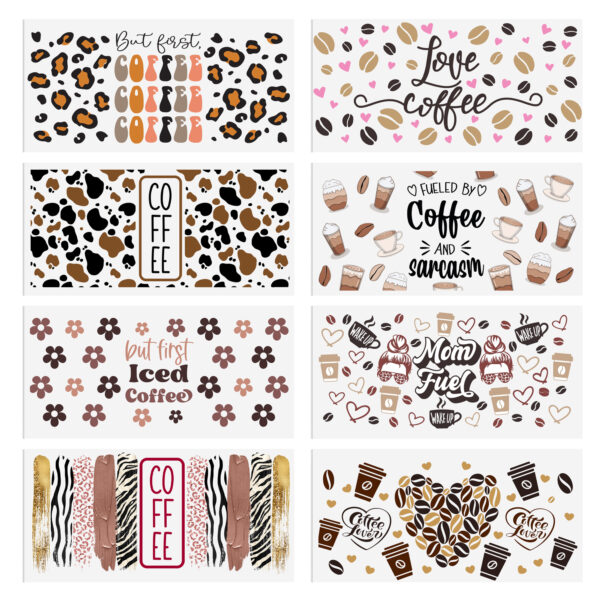 6-12pcs/Set Coffee Football Drinks UV DTF Sticker 16oz Cups Wrap Transfer Sticker Custom Labels DIY Logo Waterproof - Image 8