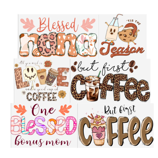 6-12pcs/Set Coffee Football Drinks UV DTF Sticker 16oz Cups Wrap Transfer Sticker Custom Labels DIY Logo Waterproof - Image 9