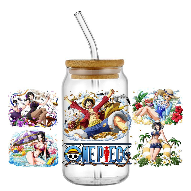 Japanese Anime One Piece Luffy Wrap UV DTF Sticker for 16oz Cup Glass Wrap Transfer Sticker Custom Label DIY Logo Self adhesive - Image 3