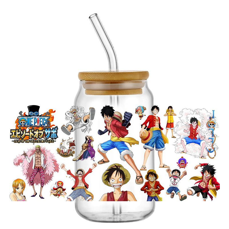 Japanese Anime One Piece Luffy Wrap UV DTF Sticker for 16oz Cup Glass Wrap Transfer Sticker Custom Label DIY Logo Self adhesive - Image 5