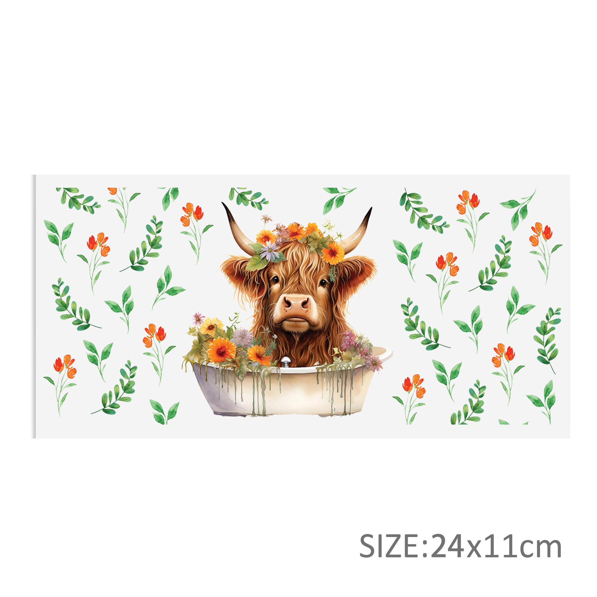 Leaves Cow 16oz Tumbler Template DTF Sticker Cup Cool Personalize UV Wrap Transfer Sticker Custom Label DIY Waterproof - Image 8