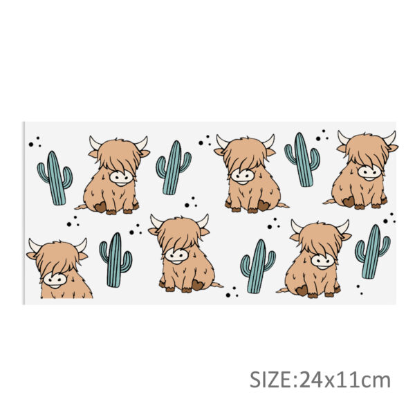 Leaves Cow 16oz Tumbler Template DTF Sticker Cup Cool Personalize UV Wrap Transfer Sticker Custom Label DIY Waterproof - Image 15