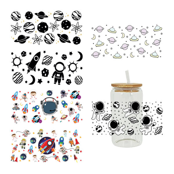 UV DTF Transfer Sticker Space Themed For The 16oz Libbey Glasses Wraps Cup Can DIY Waterproof - Image 3