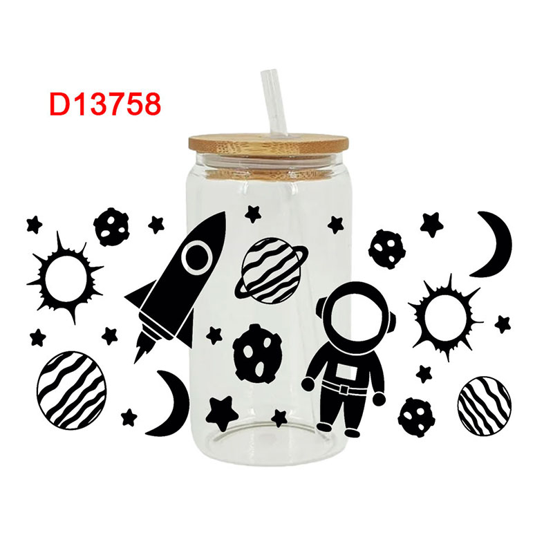 UV DTF Transfer Sticker Space Themed For The 16oz Libbey Glasses Wraps Cup Can DIY Waterproof - Image 9