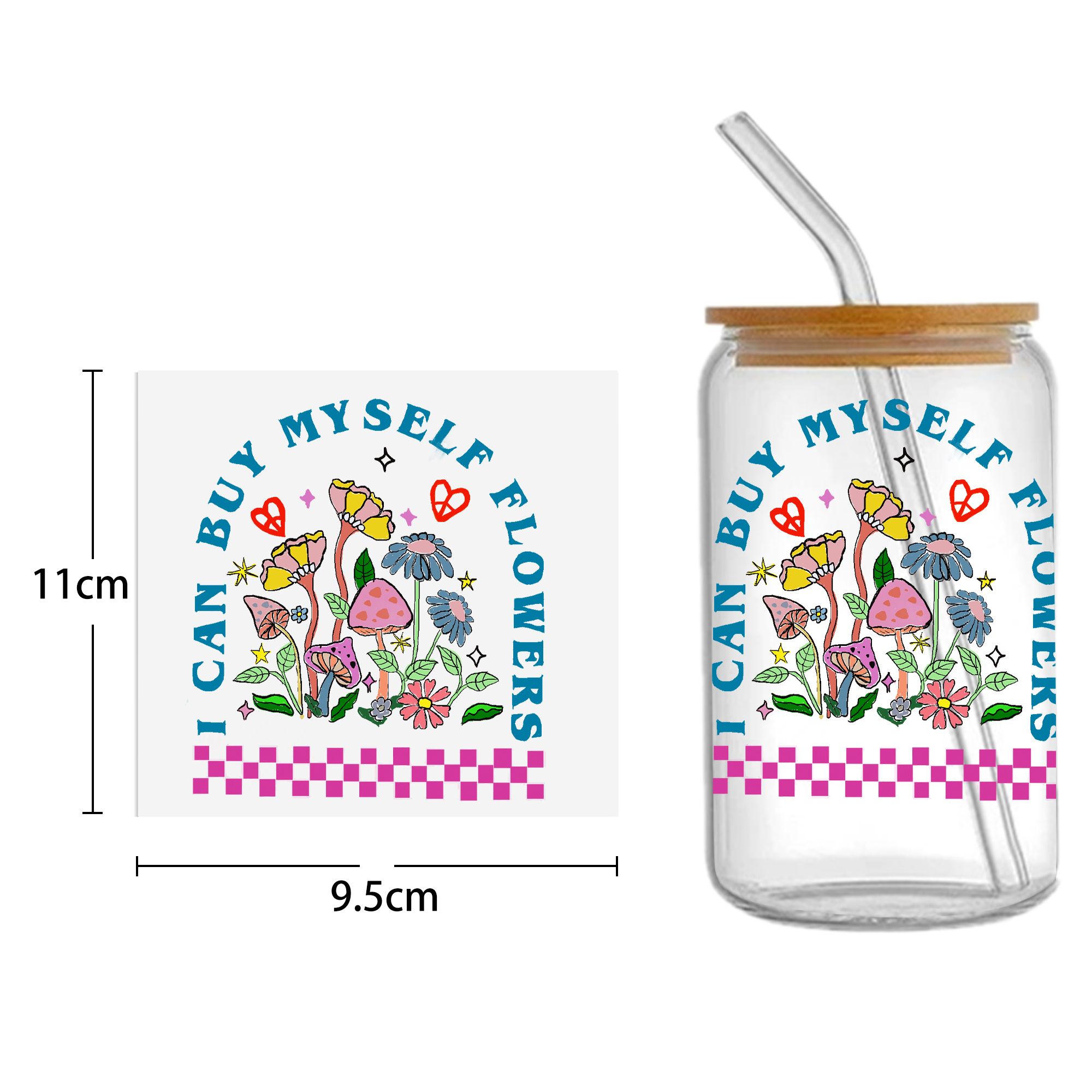 Flower Peace DTF Sticker For Cups Cool Personalize UV Wrap Transfer Sticker Custom Labels DIY Logo Waterproof - Image 3