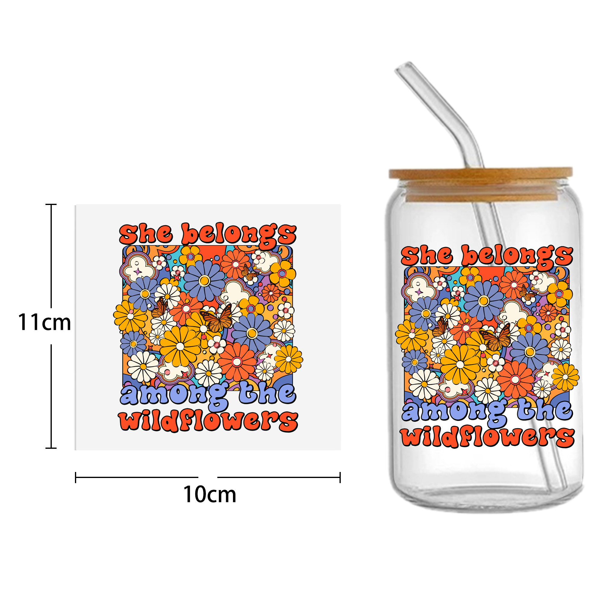 Flower Peace DTF Sticker For Cups Cool Personalize UV Wrap Transfer Sticker Custom Labels DIY Logo Waterproof - Image 9