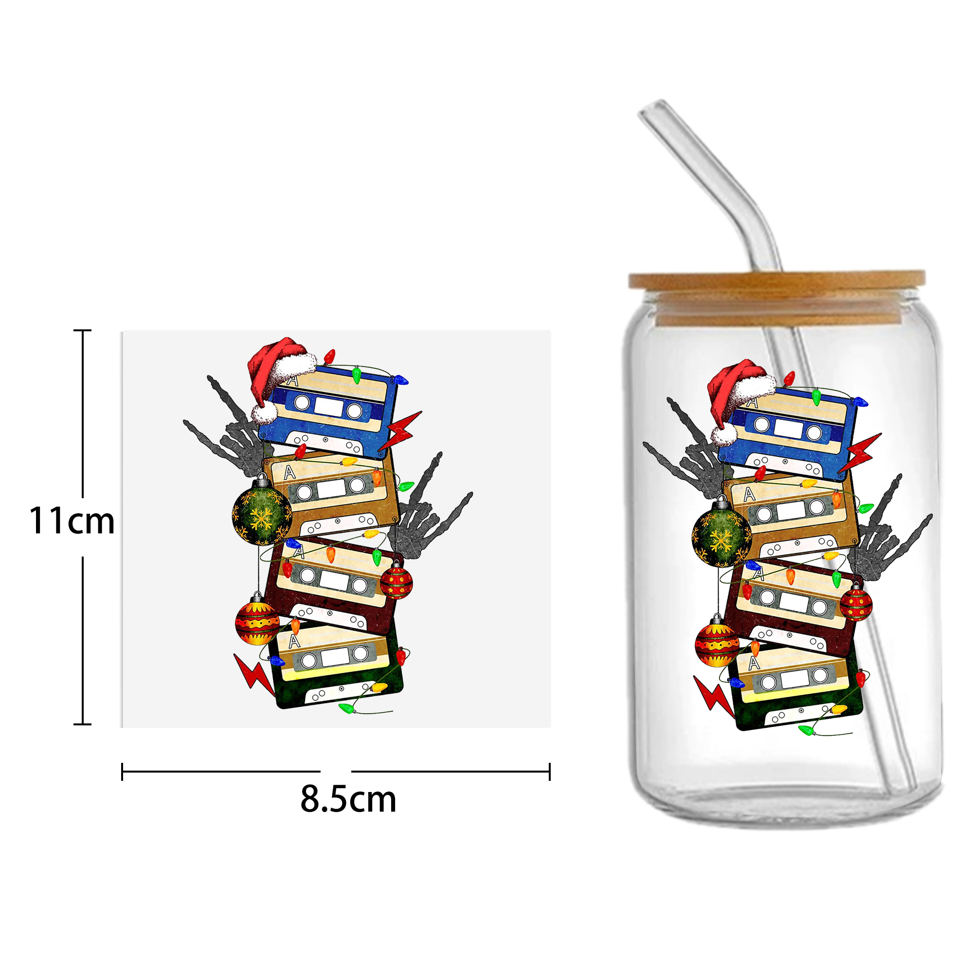 Christmas Cake Tree UV DTF Sticker For 16oz Cups Wrap Transfer Sticker Custom Labels DIY Logo Waterproof - Image 6