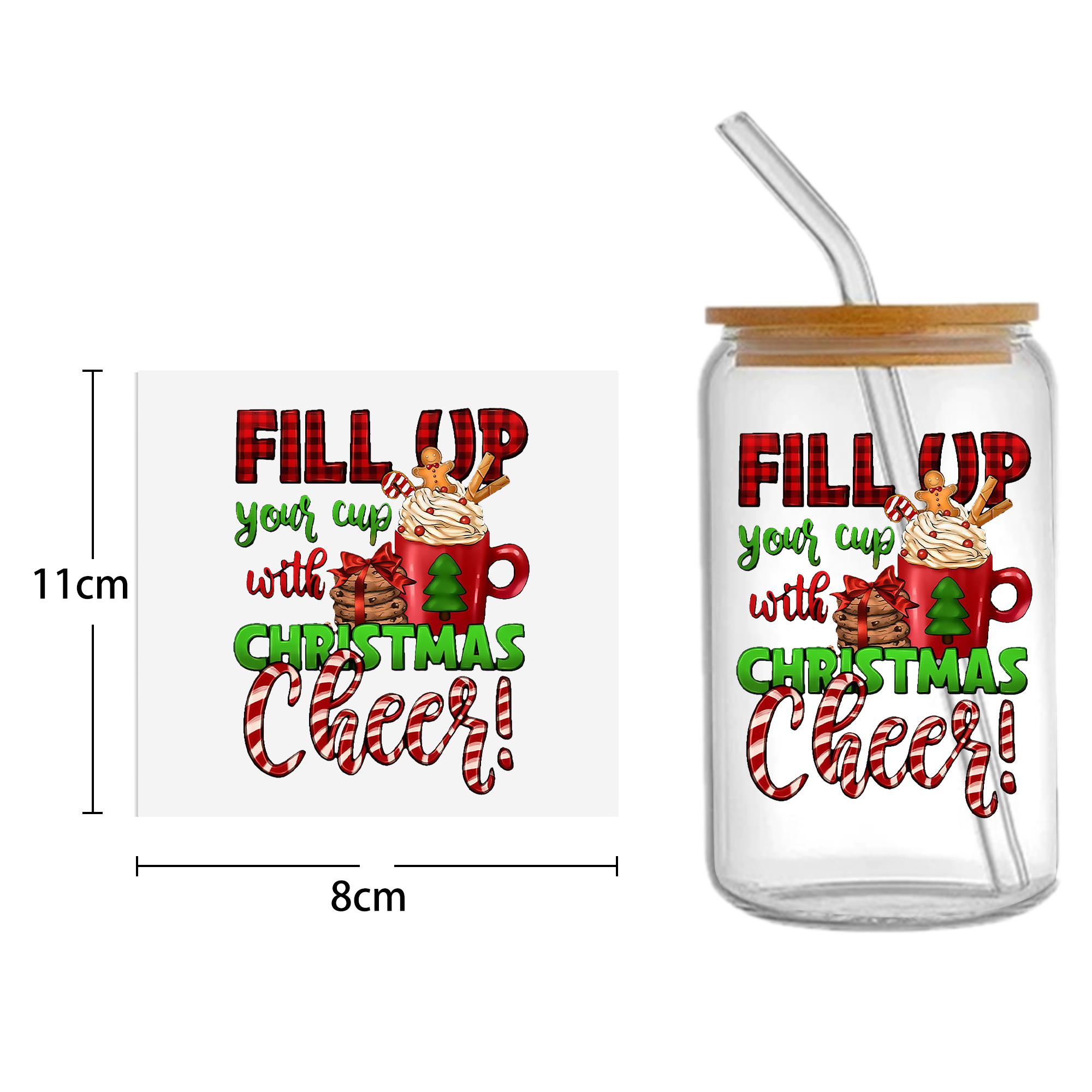 Christmas Cake Tree UV DTF Sticker For 16oz Cups Wrap Transfer Sticker Custom Labels DIY Logo Waterproof - Image 8