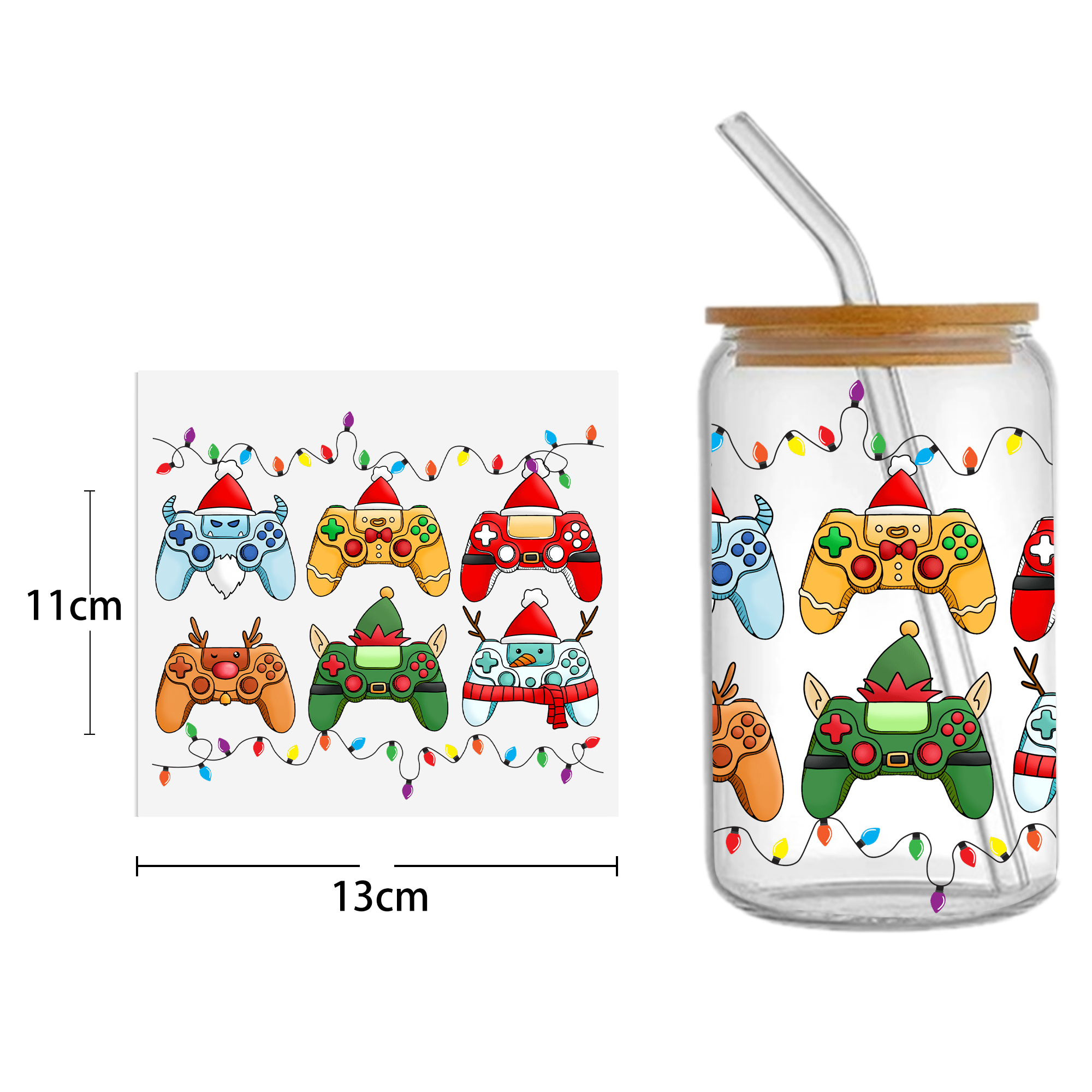 Christmas Cake Tree UV DTF Sticker For 16oz Cups Wrap Transfer Sticker Custom Labels DIY Logo Waterproof - Image 15