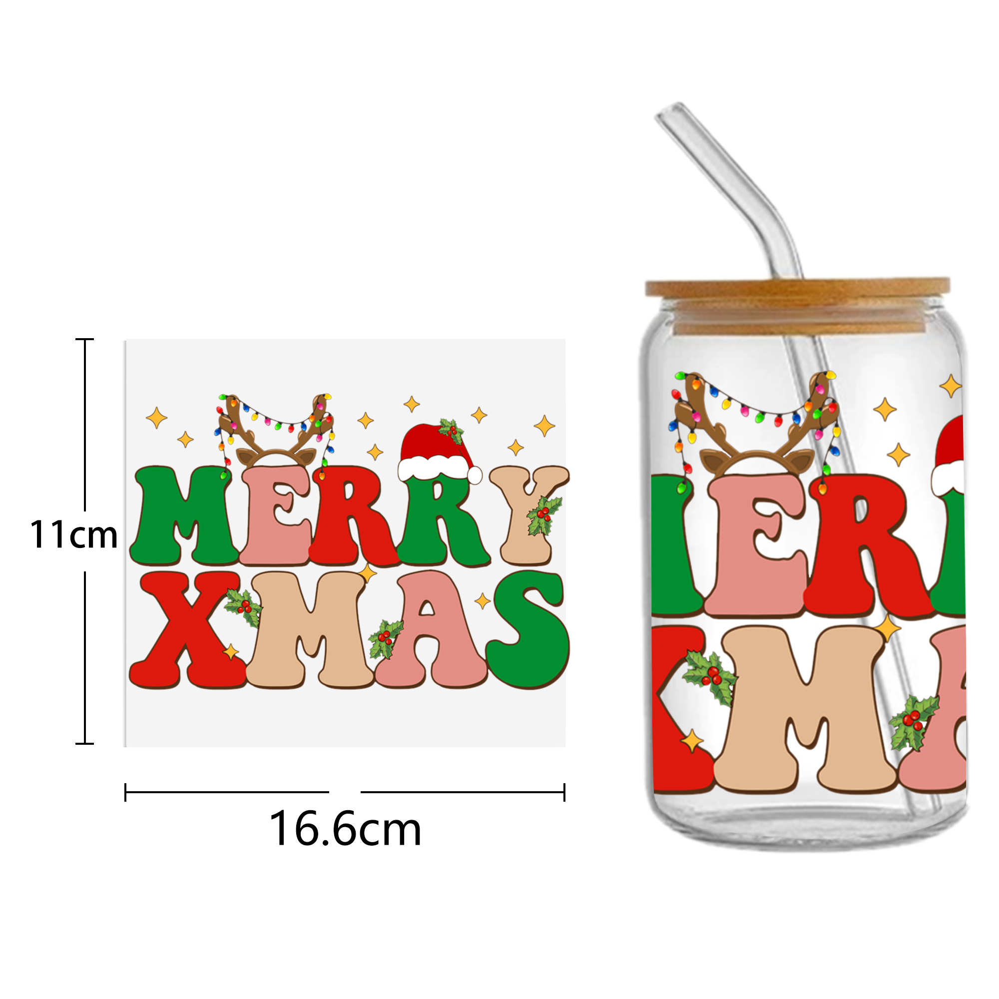 Christmas Cake Tree UV DTF Sticker For 16oz Cups Wrap Transfer Sticker Custom Labels DIY Logo Waterproof - Image 27