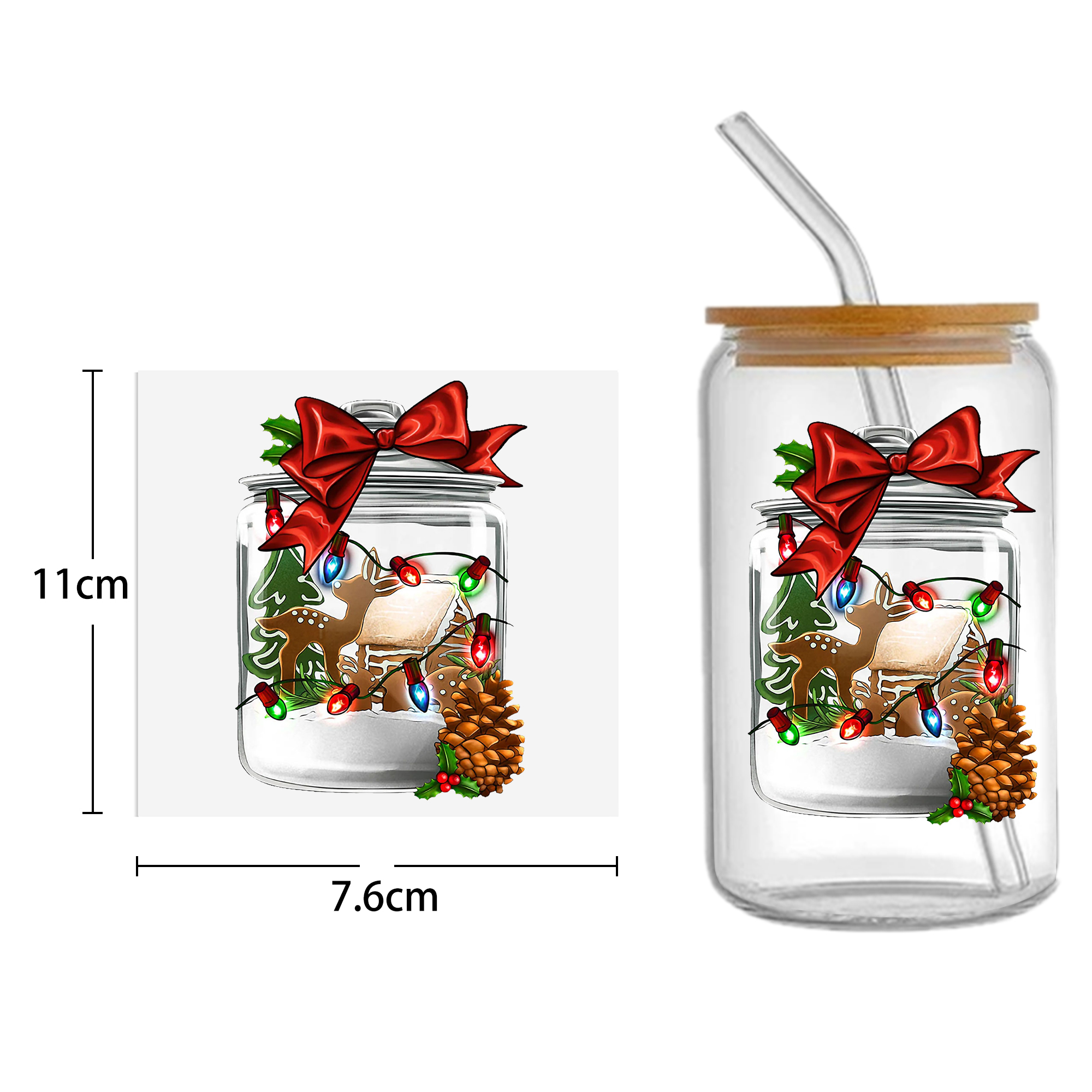 Christmas Cake Tree UV DTF Sticker For 16oz Cups Wrap Transfer Sticker Custom Labels DIY Logo Waterproof - Image 38