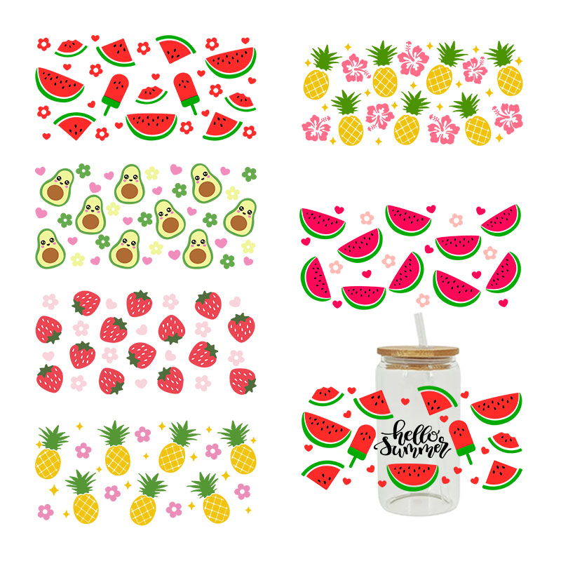 UV DTF Transfer Sticker Fruit Theme For The 16oz Libbey Glasses Wraps Cup Can DIY Waterproof Easy To Use Custom Decals - Image 4