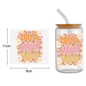 Mama Lightning 16oz DTF Sticker Cups Cool Personalize UV Wrap Transfer Sticker Custom Labels DIY Logo Waterproof