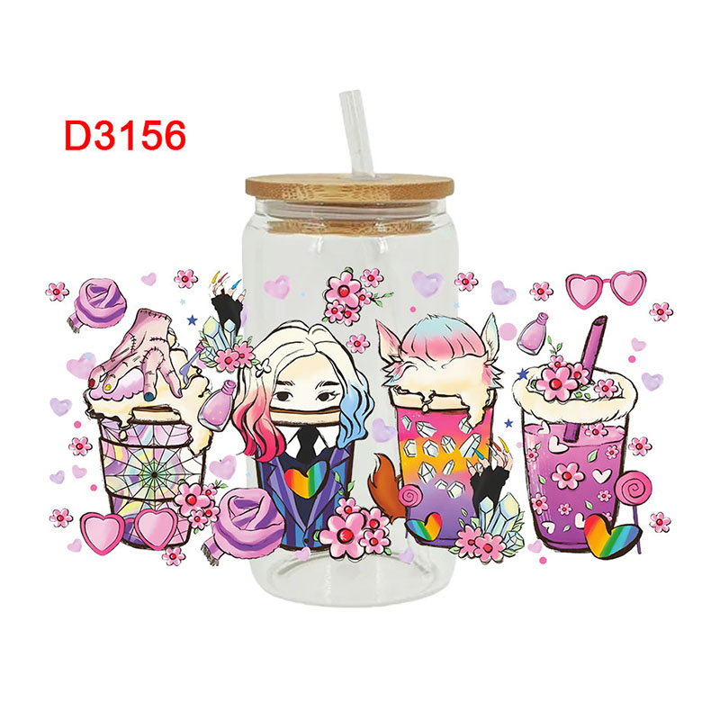 UV DTF Transfer Sticker Wednesday Theme For The 16oz Libbey Glasses Wraps Cup Can DIY Waterproof Easy To Use Custom Decals - Image 4