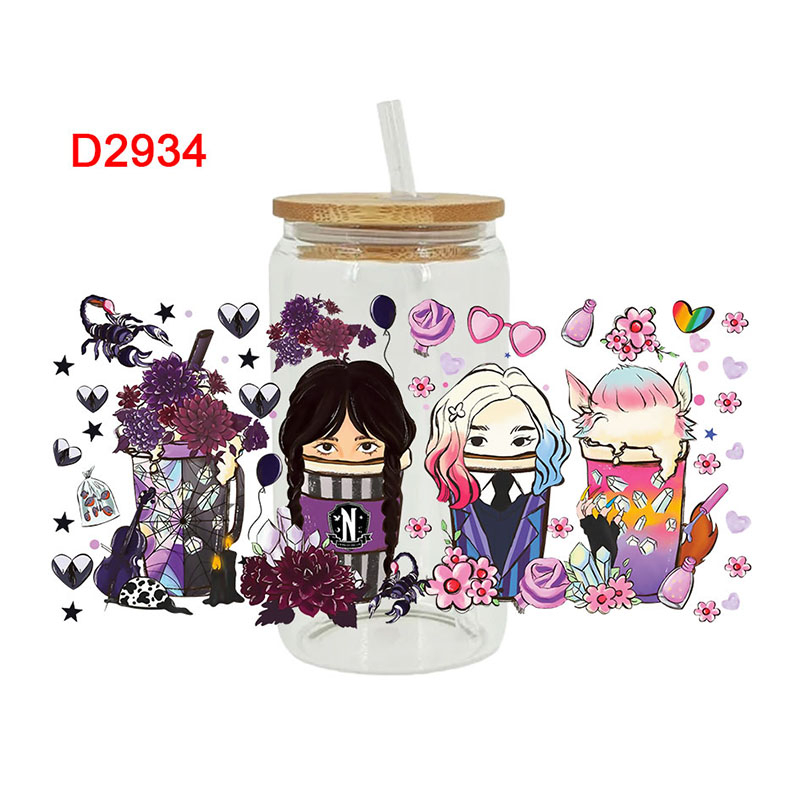 UV DTF Transfer Sticker Wednesday Theme For The 16oz Libbey Glasses Wraps Cup Can DIY Waterproof Easy To Use Custom Decals - Image 11