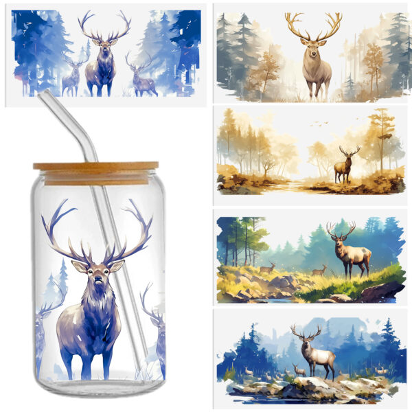 Reindeer Waterproof Stickers UV DTF Sticker For 16oz Cups Transfer Sticker Custom Labels DIY Logo Waterproof - Image 8
