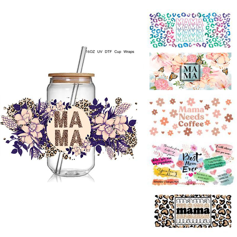 Fashion Flower MAMA 3D UV DTF Cup Wraps Transfer Sticker Mama UV Cup Wraps Stickers - Image 5