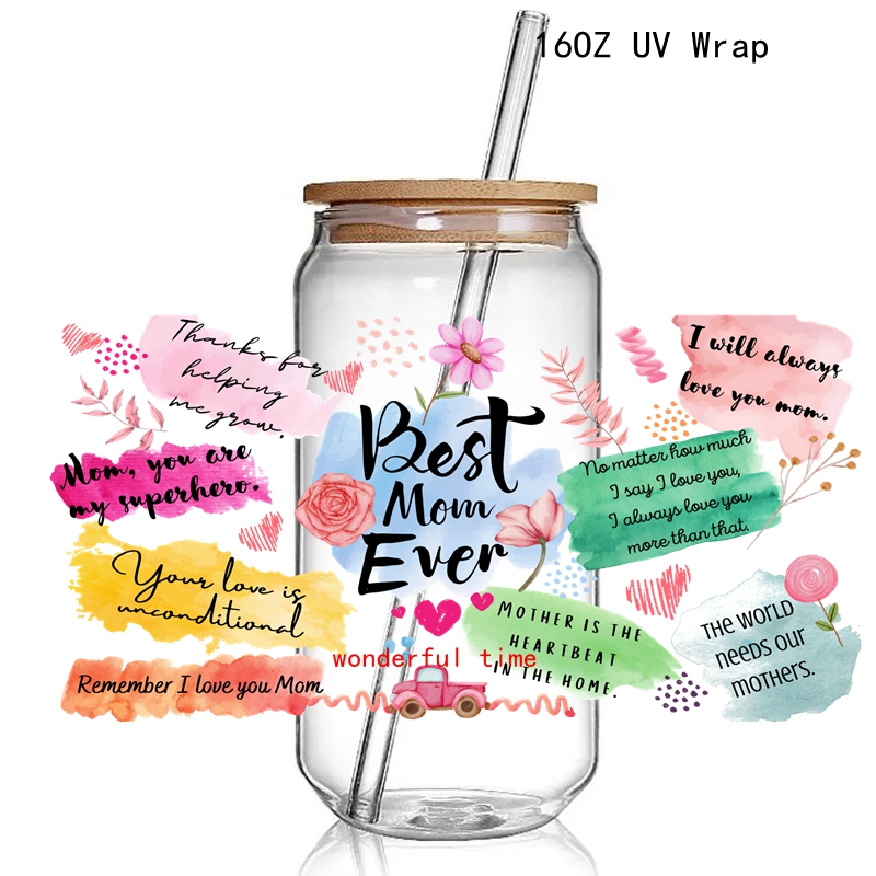 Fashion Flower MAMA 3D UV DTF Cup Wraps Transfer Sticker Mama UV Cup Wraps Stickers - Image 8