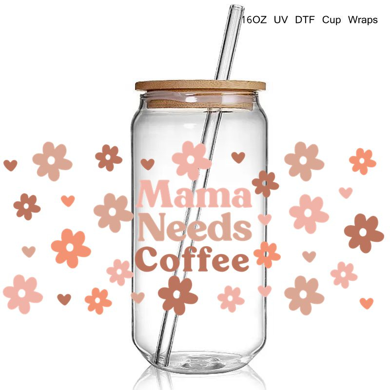Fashion Flower MAMA 3D UV DTF Cup Wraps Transfer Sticker Mama UV Cup Wraps Stickers - Image 10