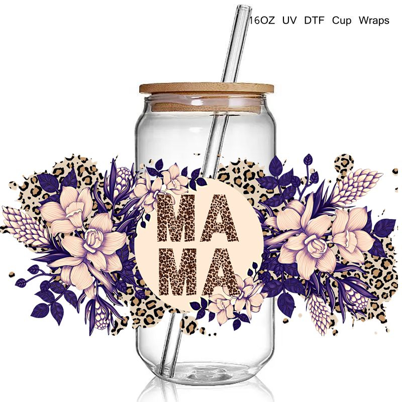Fashion Flower MAMA 3D UV DTF Cup Wraps Transfer Sticker Mama UV Cup Wraps Stickers - Image 11