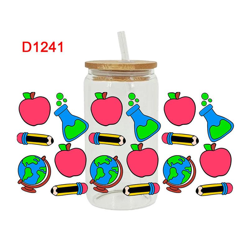 UV DTF Transfer Sticker SCHOOL Theme For The 16oz Libbey Glasses Wraps Cup Can DIY Waterproof Easy To Use Custom Decals