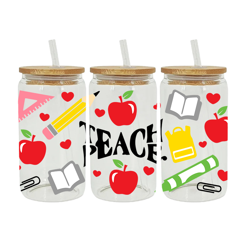 UV DTF Transfer Sticker SCHOOL Theme For The 16oz Libbey Glasses Wraps Cup Can DIY Waterproof Easy To Use Custom Decals - Image 4