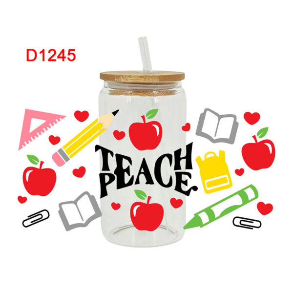 UV DTF Transfer Sticker SCHOOL Theme For The 16oz Libbey Glasses Wraps Cup Can DIY Waterproof Easy To Use Custom Decals - Image 9