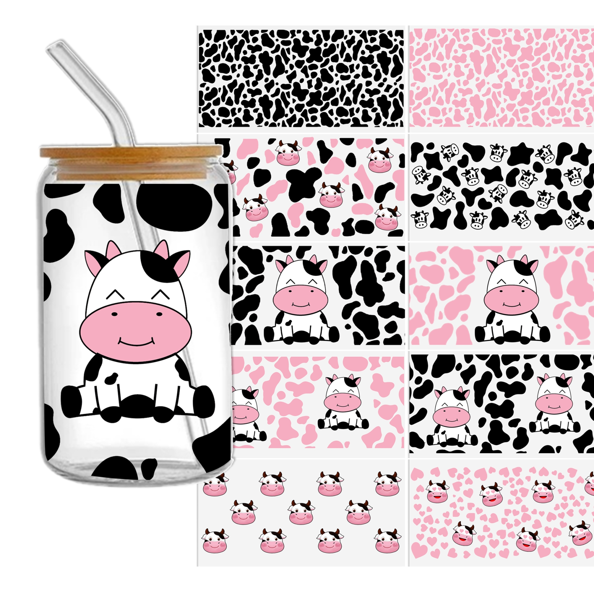 Cow Pattern DTF Sticker For Cups Cool Personalize UV Wrap Transfer Sticker Custom Labels DIY Logo Waterproof - Image 13