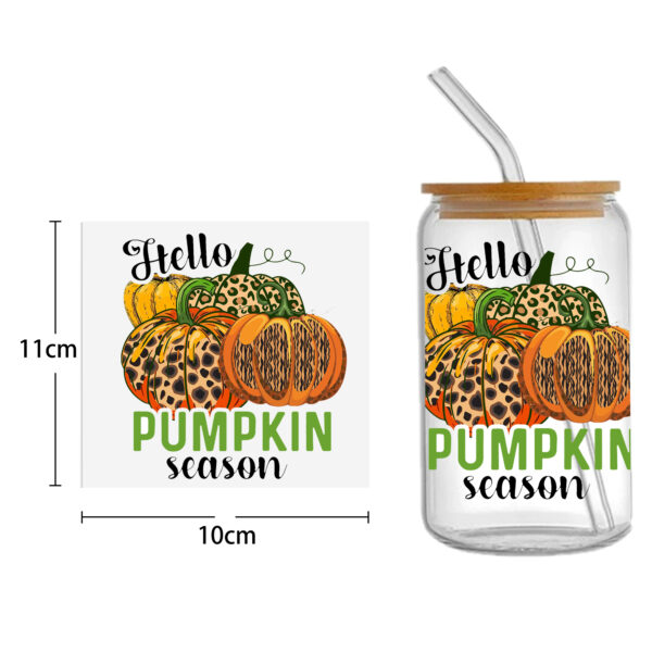 Sunflower Pumpkin 16oz Tumbler Template DTF Sticker Cup Cool Personalize UV Wrap Transfer Sticker Custom Label DIY Waterproof - Image 3