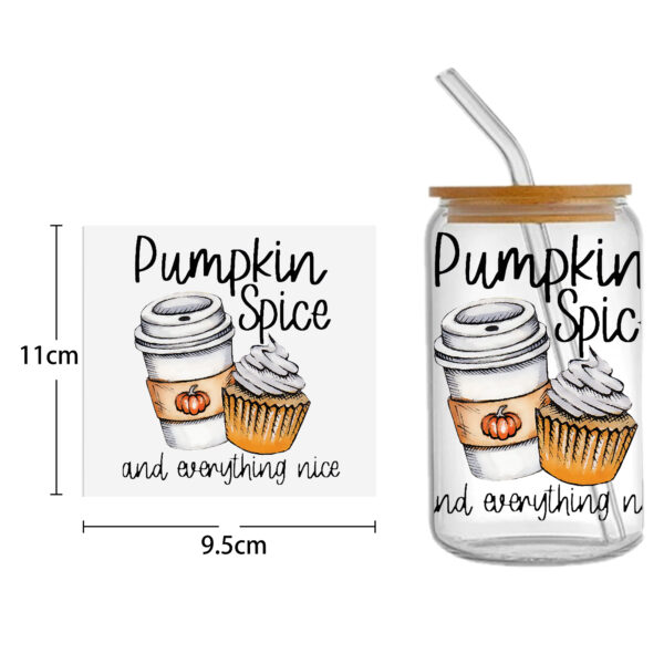 Sunflower Pumpkin 16oz Tumbler Template DTF Sticker Cup Cool Personalize UV Wrap Transfer Sticker Custom Label DIY Waterproof - Image 5