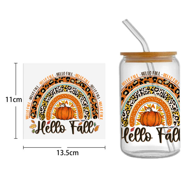 Sunflower Pumpkin 16oz Tumbler Template DTF Sticker Cup Cool Personalize UV Wrap Transfer Sticker Custom Label DIY Waterproof - Image 6