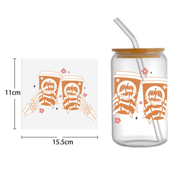 Sunflower Pumpkin 16oz Tumbler Template DTF Sticker Cup Cool Personalize UV Wrap Transfer Sticker Custom Label DIY Waterproof - Image 7