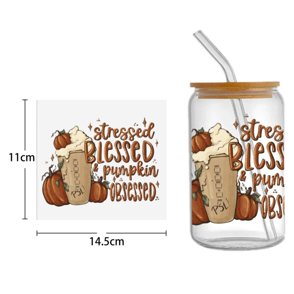 Sunflower Pumpkin 16oz Tumbler Template DTF Sticker Cup Cool Personalize UV Wrap Transfer Sticker Custom Label DIY Waterproof - Image 9