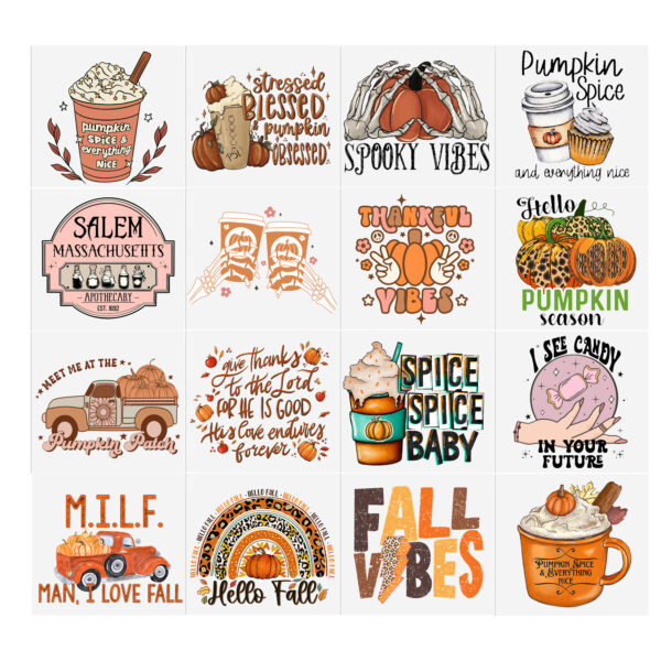 Sunflower Pumpkin 16oz Tumbler Template DTF Sticker Cup Cool Personalize UV Wrap Transfer Sticker Custom Label DIY Waterproof - Image 11
