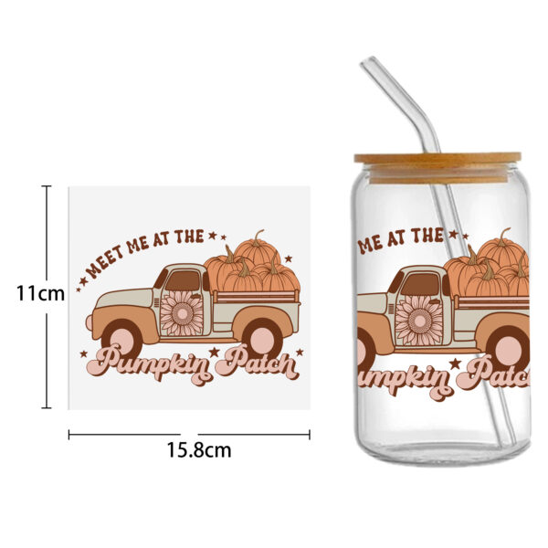 Sunflower Pumpkin 16oz Tumbler Template DTF Sticker Cup Cool Personalize UV Wrap Transfer Sticker Custom Label DIY Waterproof - Image 17