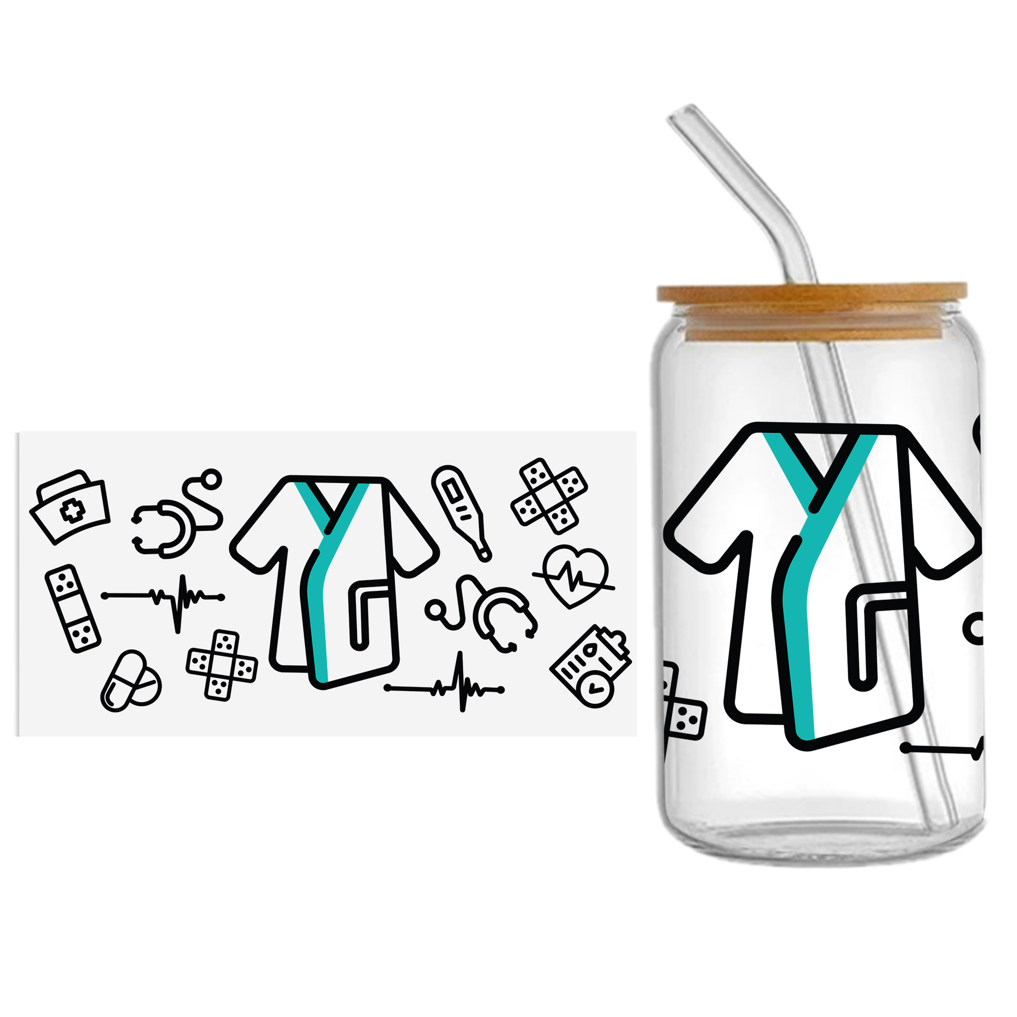 Doctor Nurse Series 16oz DTF Sticker Cup Cool Personalize UV Wrap Transfer Sticker Custom Label DIY Logo Waterproof - Image 9