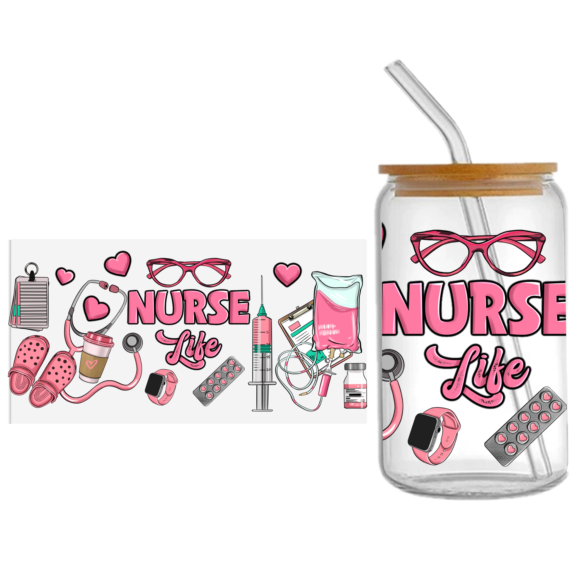 Doctor Nurse Series 16oz DTF Sticker Cup Cool Personalize UV Wrap Transfer Sticker Custom Label DIY Logo Waterproof - Image 10